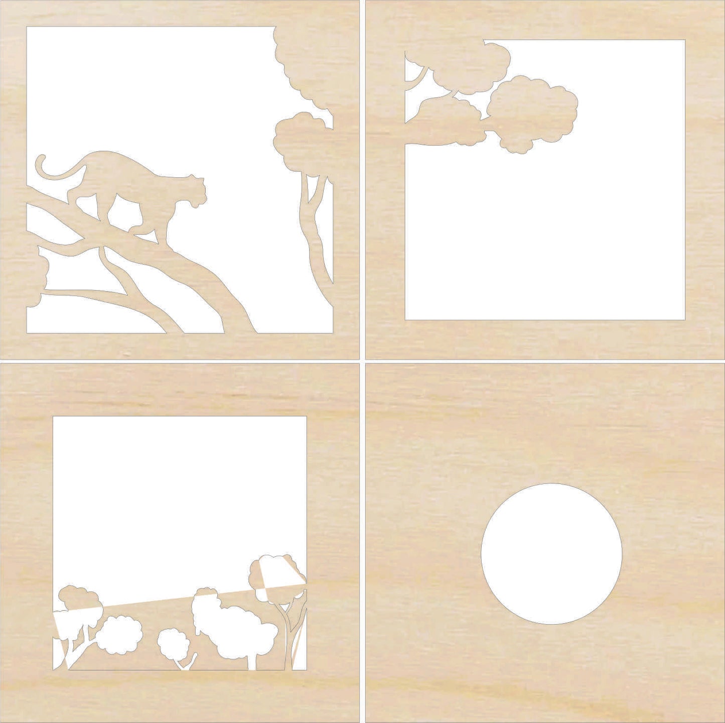 Leopard in a Tree Scene Layered Picture Design Unfinished Wood DIY Kit AN107