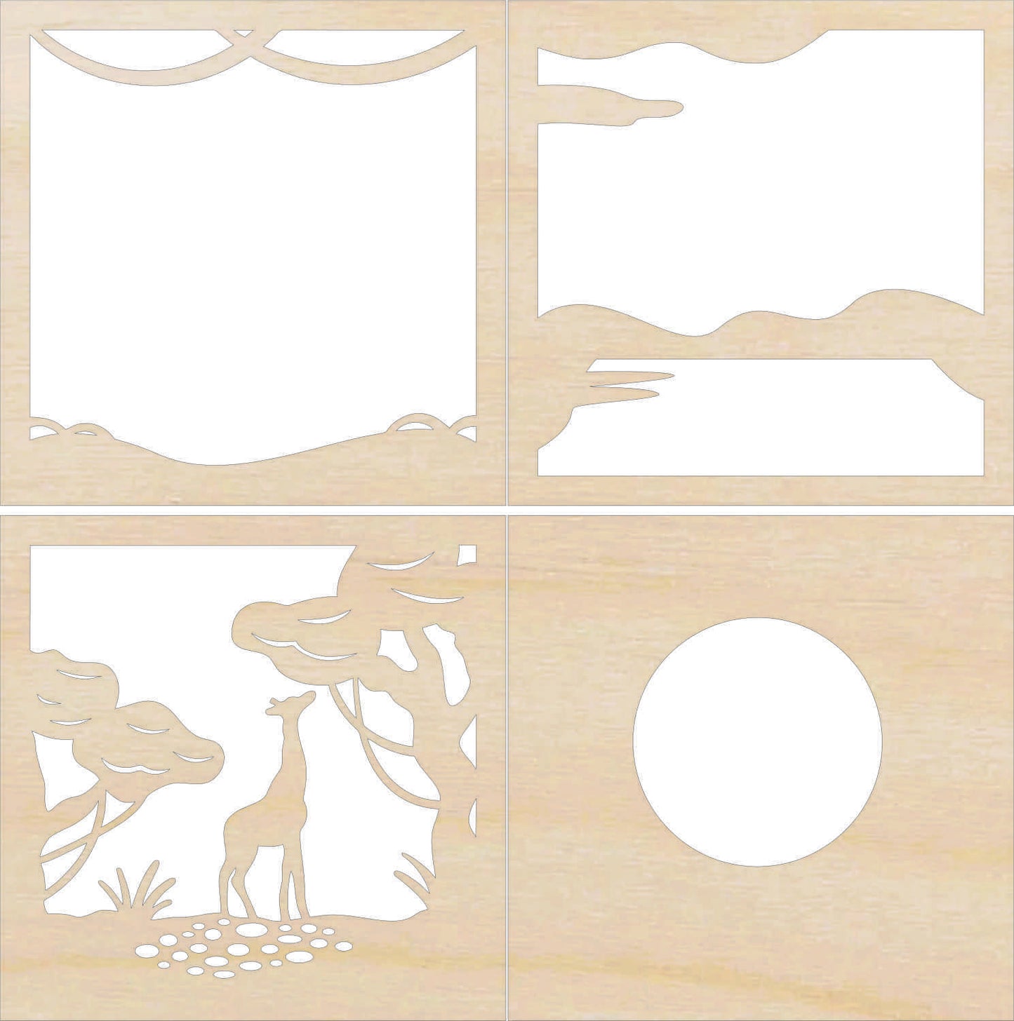 Giraffe Scene Layered Picture Design Unfinished Wood DIY Kit AN114