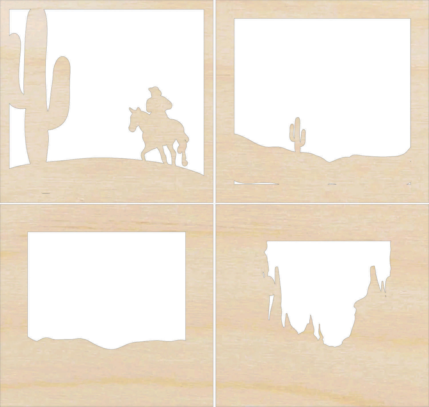 Cowboy & Horse in the Desert Scene Layered Picture Design Unfinished Wood DIY Kit AN116