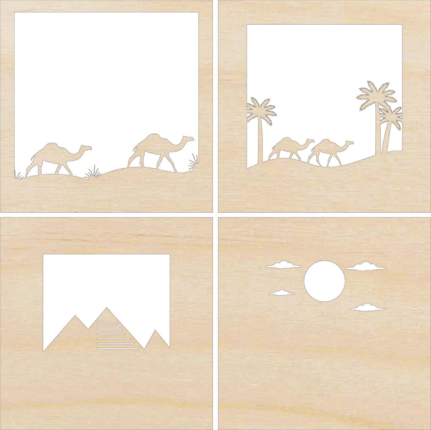 Camel & Egyptian Pyramid Scene Layered Picture Design Unfinished Wood DIY Kit AN120