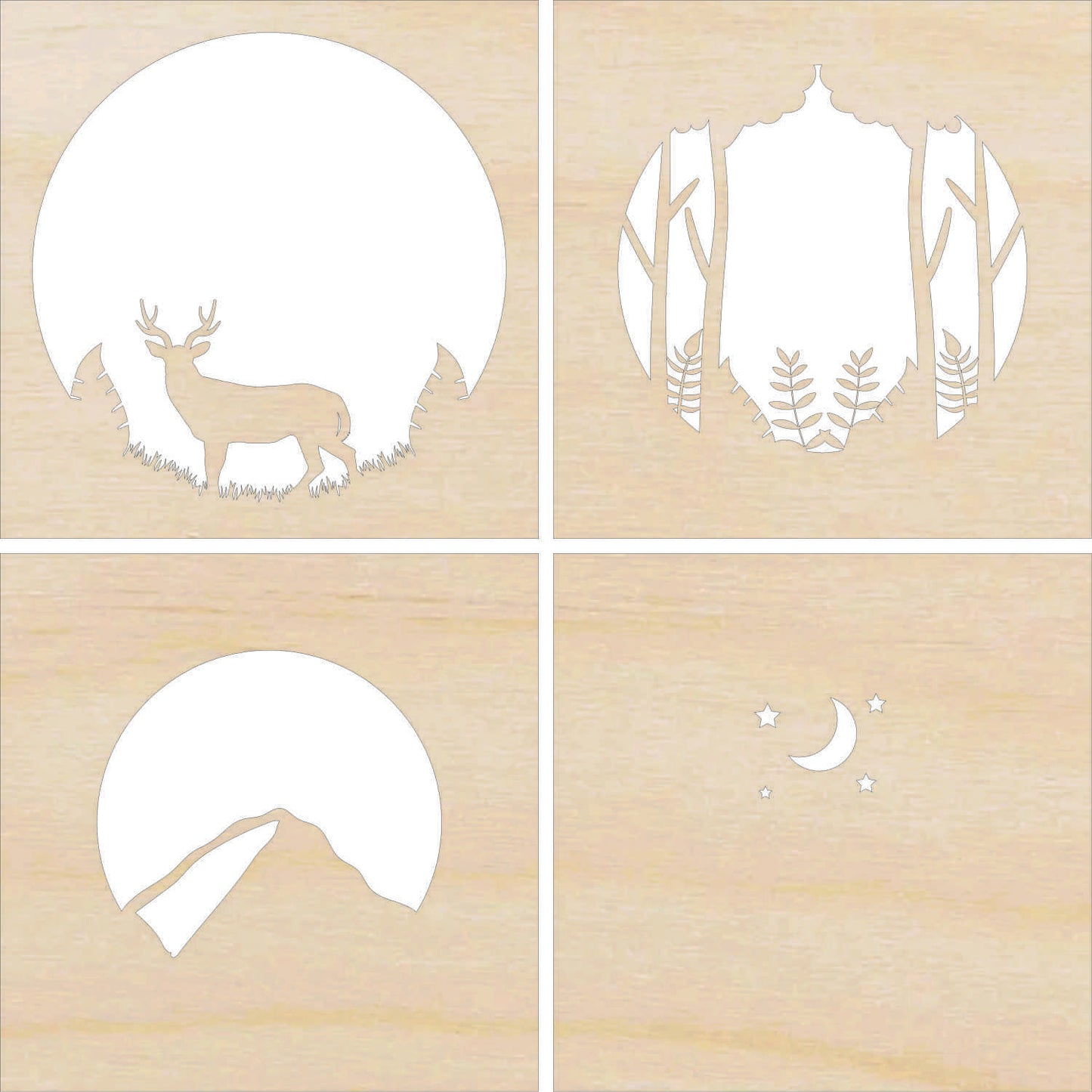 Deer in the Forest Scene Layered Picture Design Unfinished Wood DIY Kit AN127