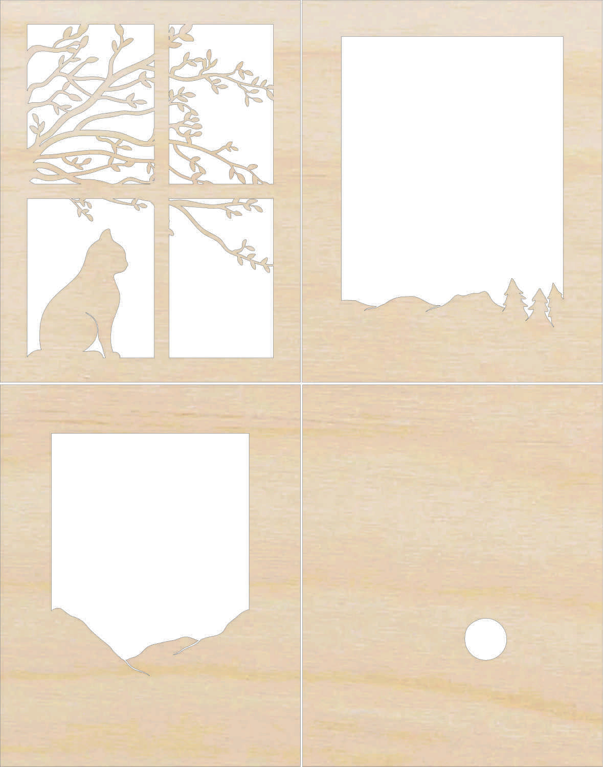 Cat Sitting in a Window Layered Picture Design Unfinished Wood DIY Kit AN131