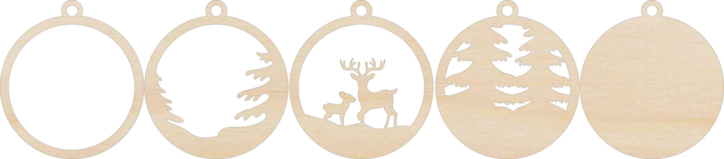 Deer in Forest Ornament Door Sign Unfinished Wood DIY Kit AN15