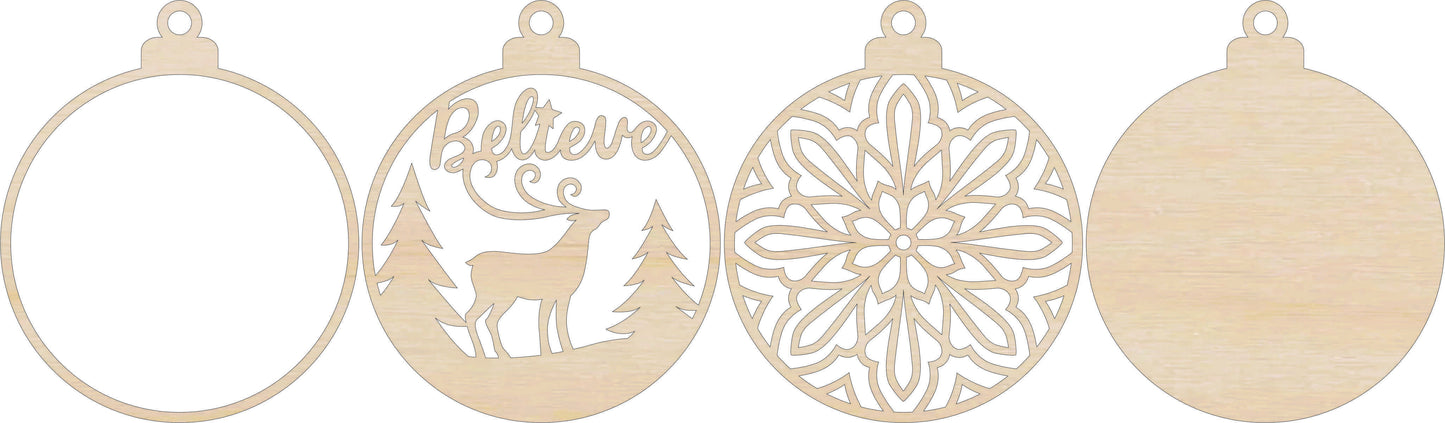 Believe Deer in Forest Christmas Ornament Door Sign Unfinished Wood DIY Kit AN2