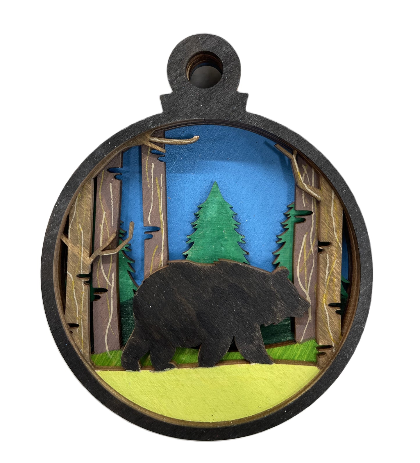 Bear in Forest Ornament Door Sign Unfinished Wood DIY Kit AN31