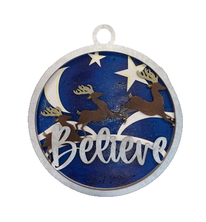 Believe Deer Christmas Ornament Door Sign Unfinished Wood DIY Kit AN7