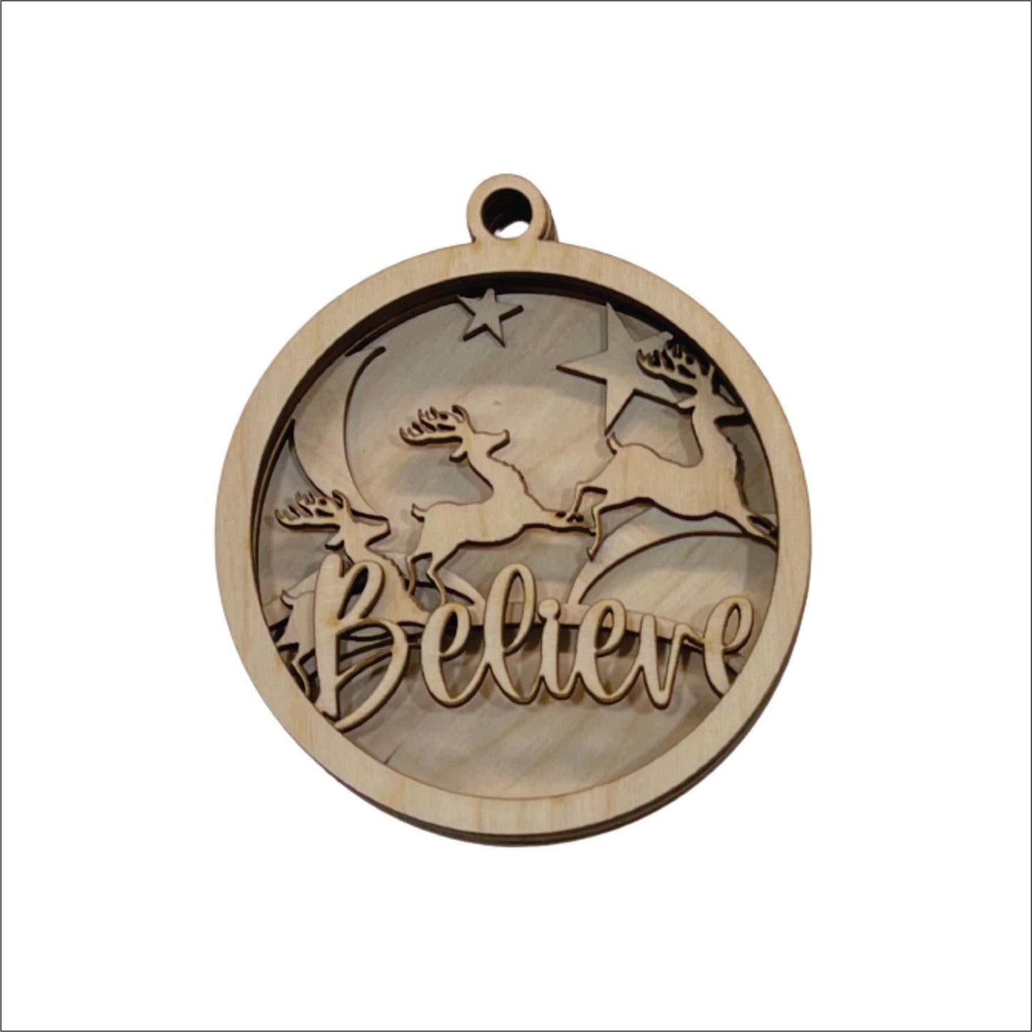 Believe Deer Christmas Ornament Door Sign Unfinished Wood DIY Kit AN7