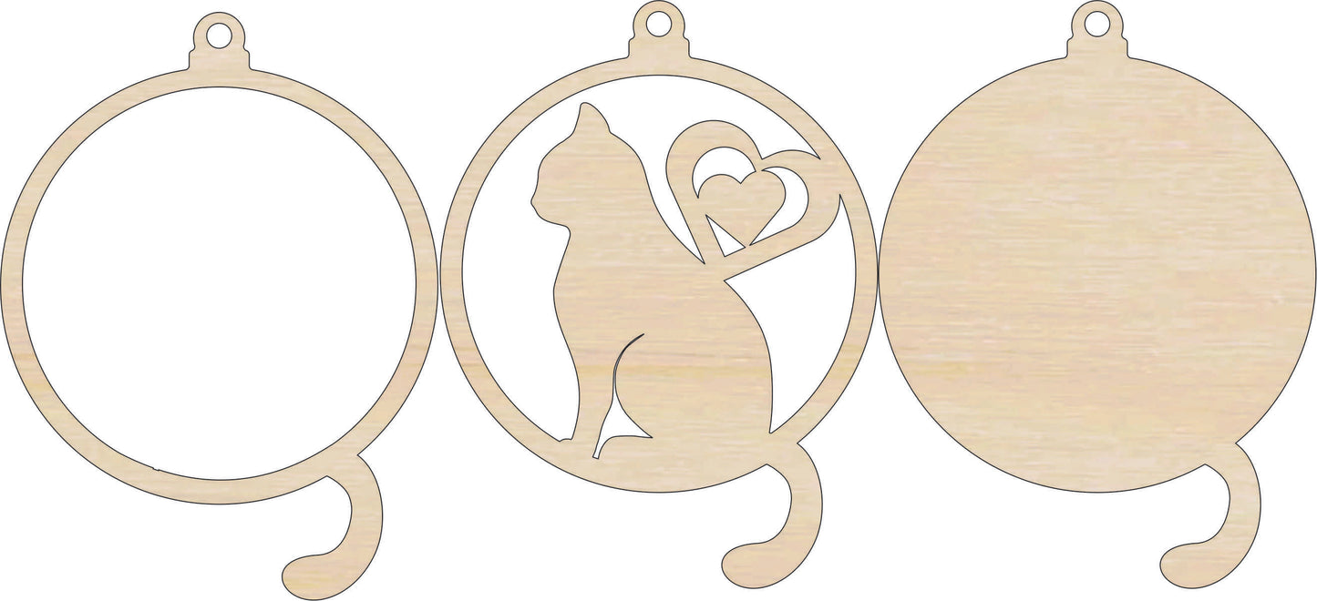 Cat & Heart Ornament Door Sign Unfinished Wood DIY Kit AN9