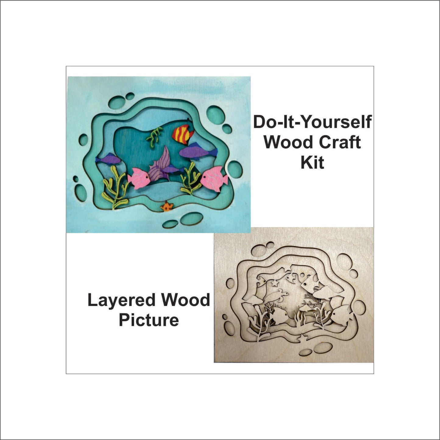 Underwater Ocean Scene Layered Picture Design Unfinished Wood DIY Kit BSC100