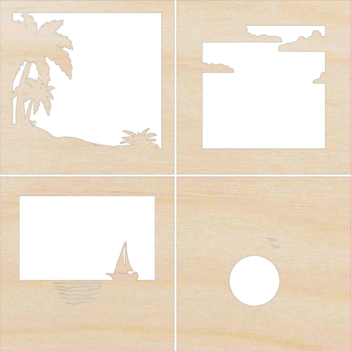 Sailboat Ocean Scene Layered Picture Design Unfinished Wood DIY Kit BC105