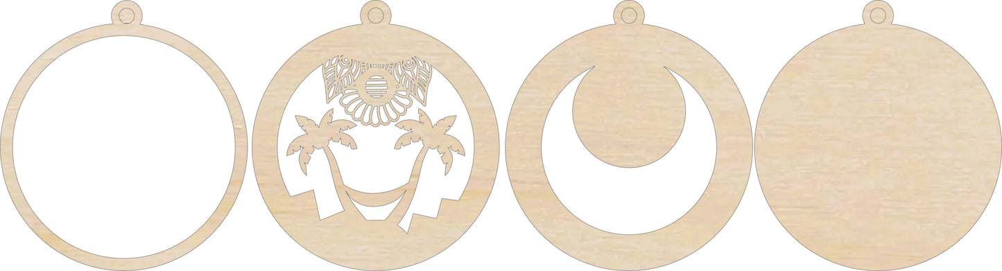 Hammock on Palm Trees Ornament Door Sign Unfinished Wood DIY Kit BC3