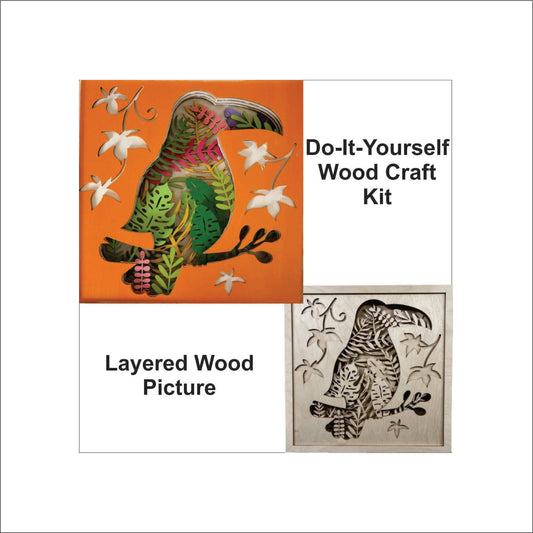 Toucan Bird in a Tree Scene Layered Picture Design Unfinished Wood DIY Kit BD101