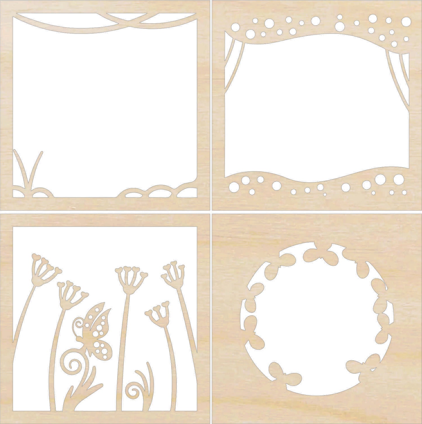 Butterfly & Flowers Scene Layered Picture Design Unfinished Wood DIY Kit BDG102