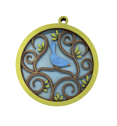 Bird on a Branch Ornament Door Sign Unfinished Wood DIY Kit BR5