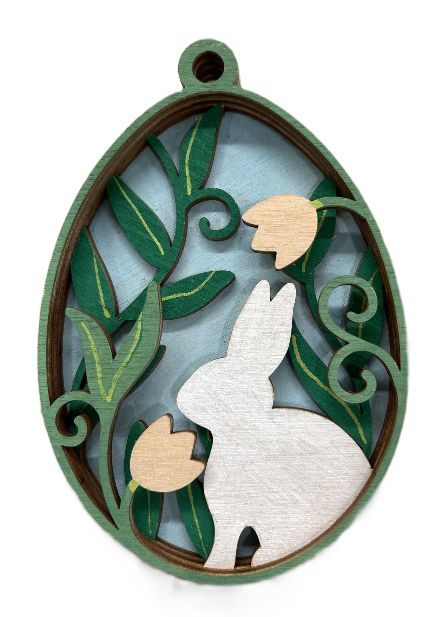 Easter Egg Bunny Ornament Door Sign Unfinished Wood DIY Kit ES7