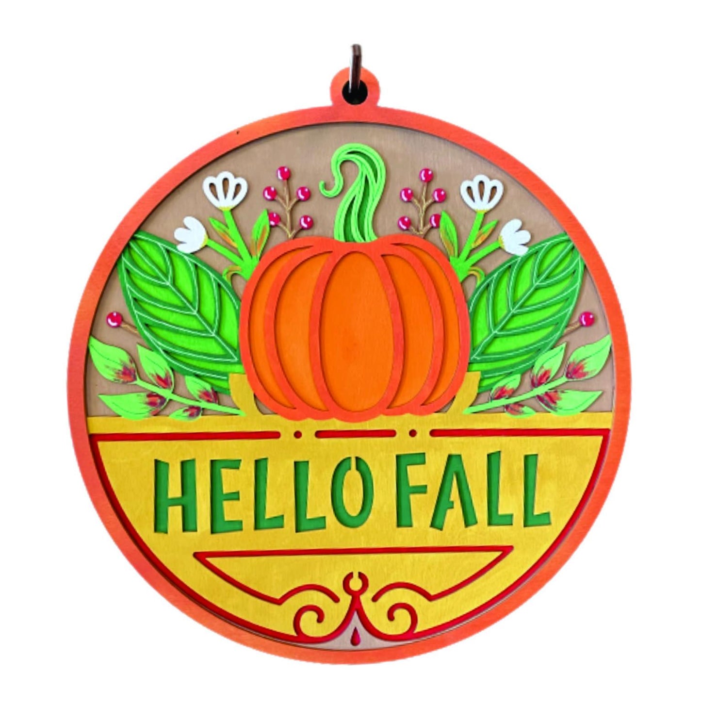 Hello Fall Pumpkin Door Sign Unfinished Wood DIY Kit FL1