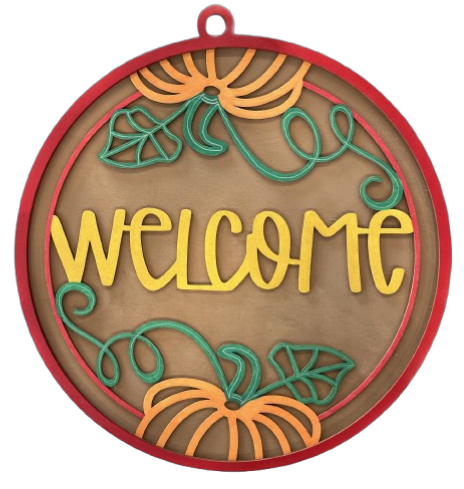 Welcome Fall Pumpkin Door Sign Unfinished Wood DIY Kit FL2