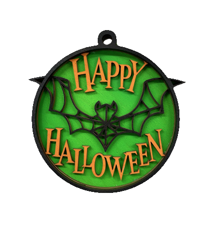 Happy Halloween Bat Ornament Door Sign Unfinished Wood DIY Kit HA11