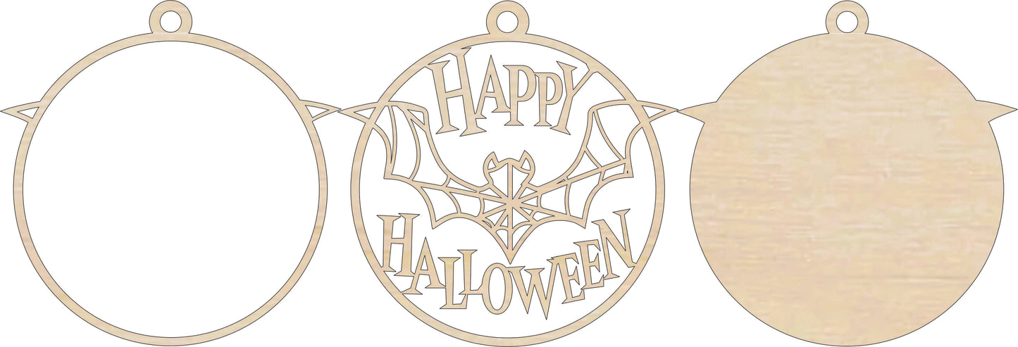 Happy Halloween Bat Ornament Door Sign Unfinished Wood DIY Kit HA11