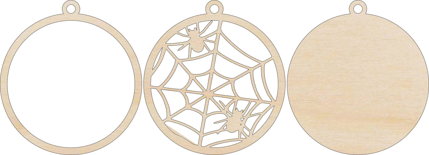 Spider Web Ornament Door Sign Unfinished Wood DIY Kit HA12