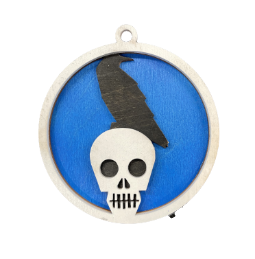 Raven & Skull Halloween Ornament Door Sign Unfinished Wood DIY Kit HA15