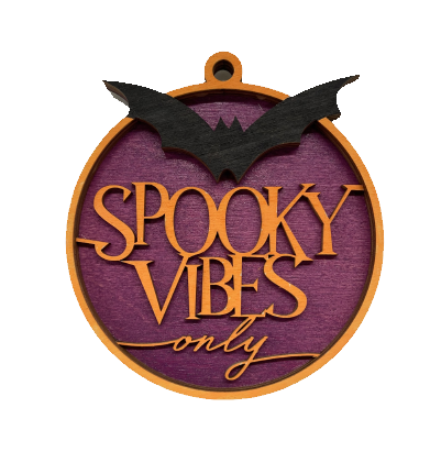 Spooky Vibes Bat Ornament Door Sign Unfinished Wood DIY Kit HA17