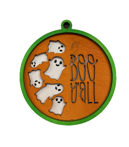 Boo Y'all Ghosts Ornament Door Sign Unfinished Wood DIY Kit HA1