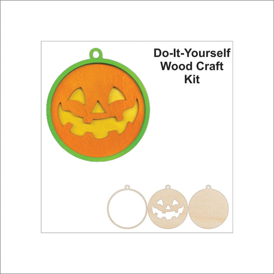 Jack O Lantern Pumpkin Ornament Door Sign Unfinished Wood DIY Kit HA24