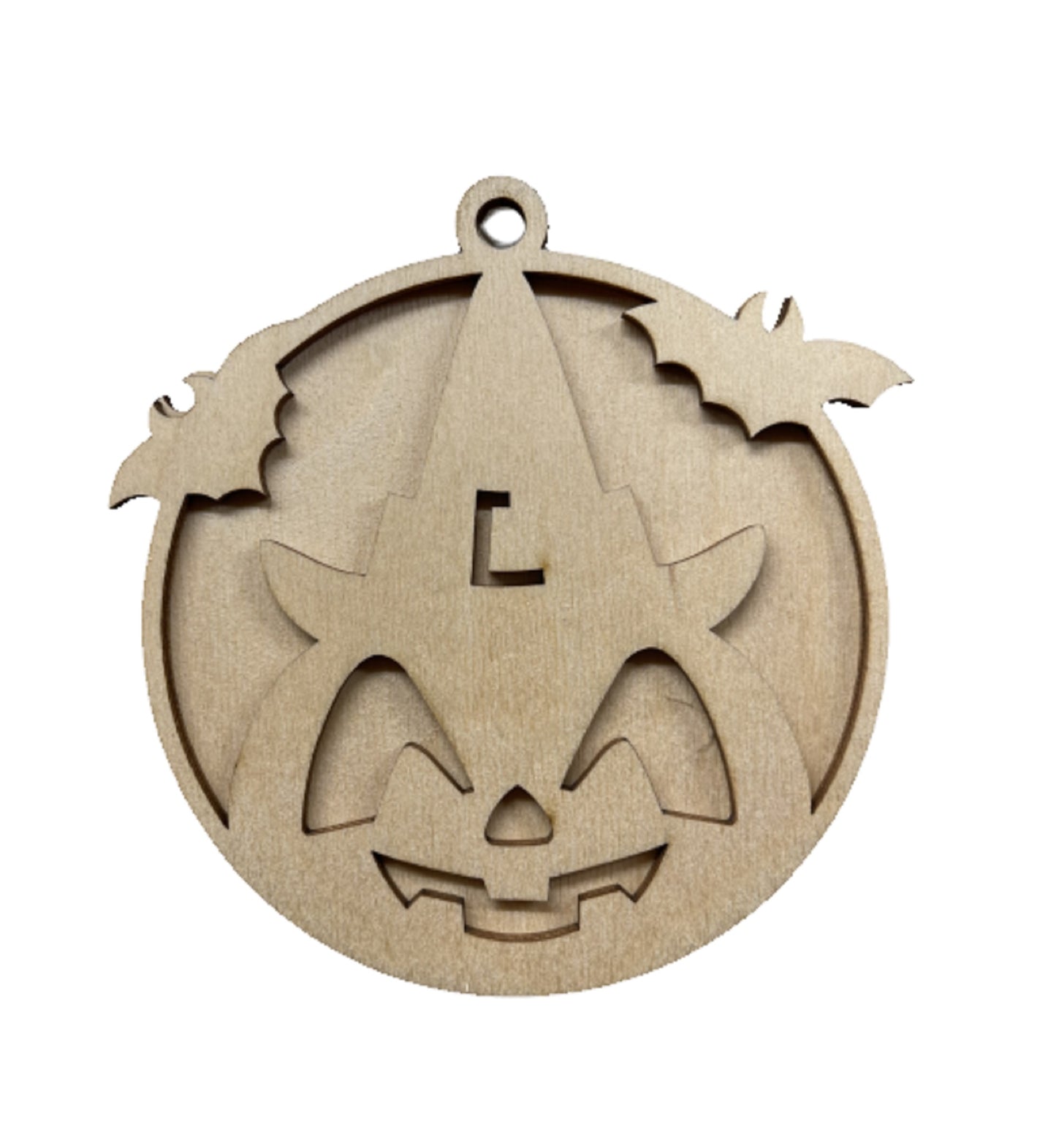 Pumpkin & Bats Halloween Ornament Door Sign Unfinished Wood DIY Kit HA26