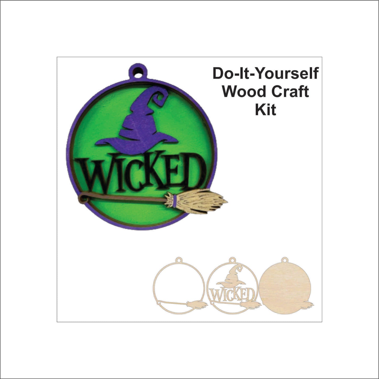 Wicked Witch Ornament Door Sign Unfinished Wood DIY Kit HA33