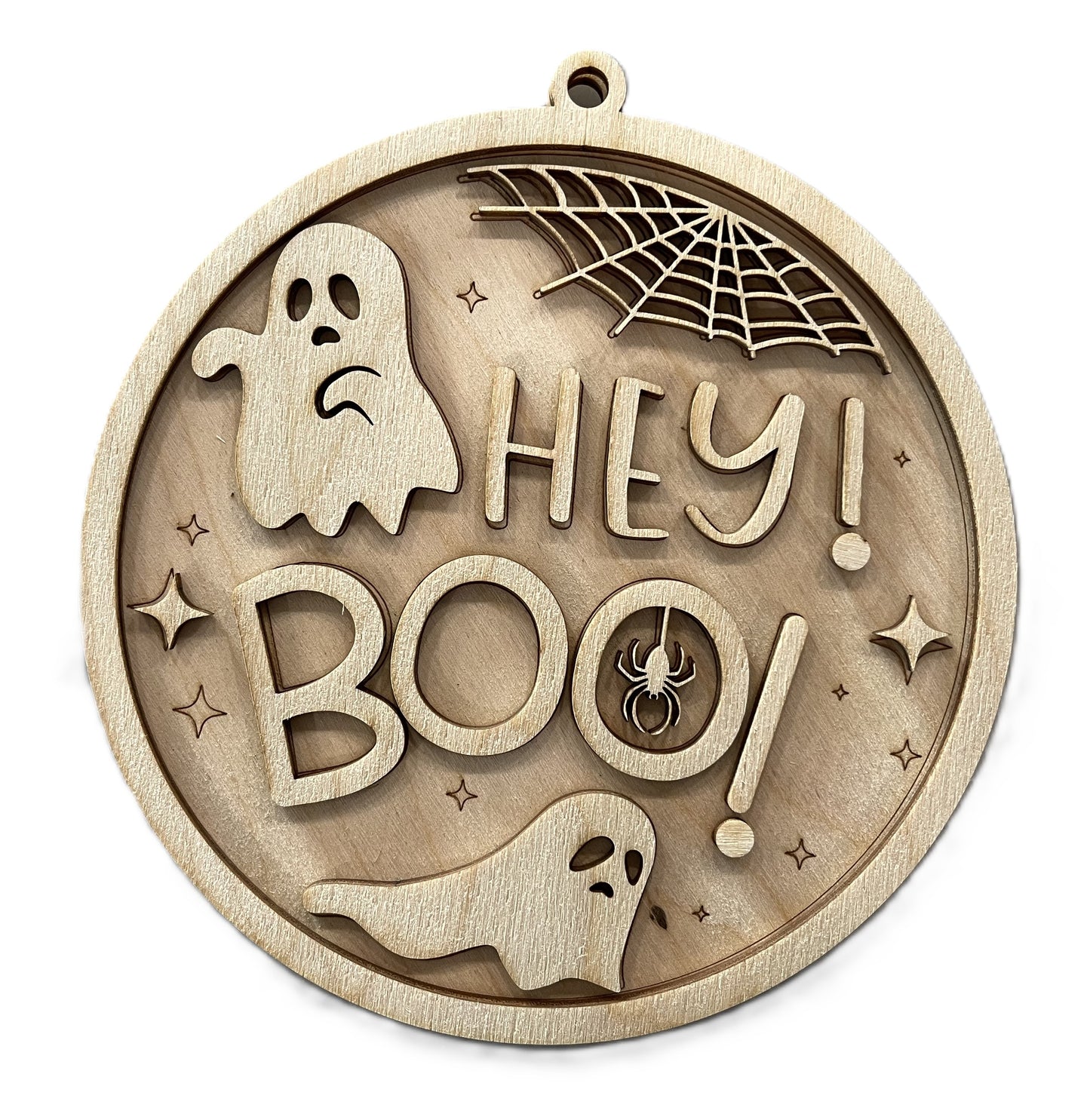 Hey Boo! Ghost Halloween Door Sign Unfinished Wood DIY Kit HA37