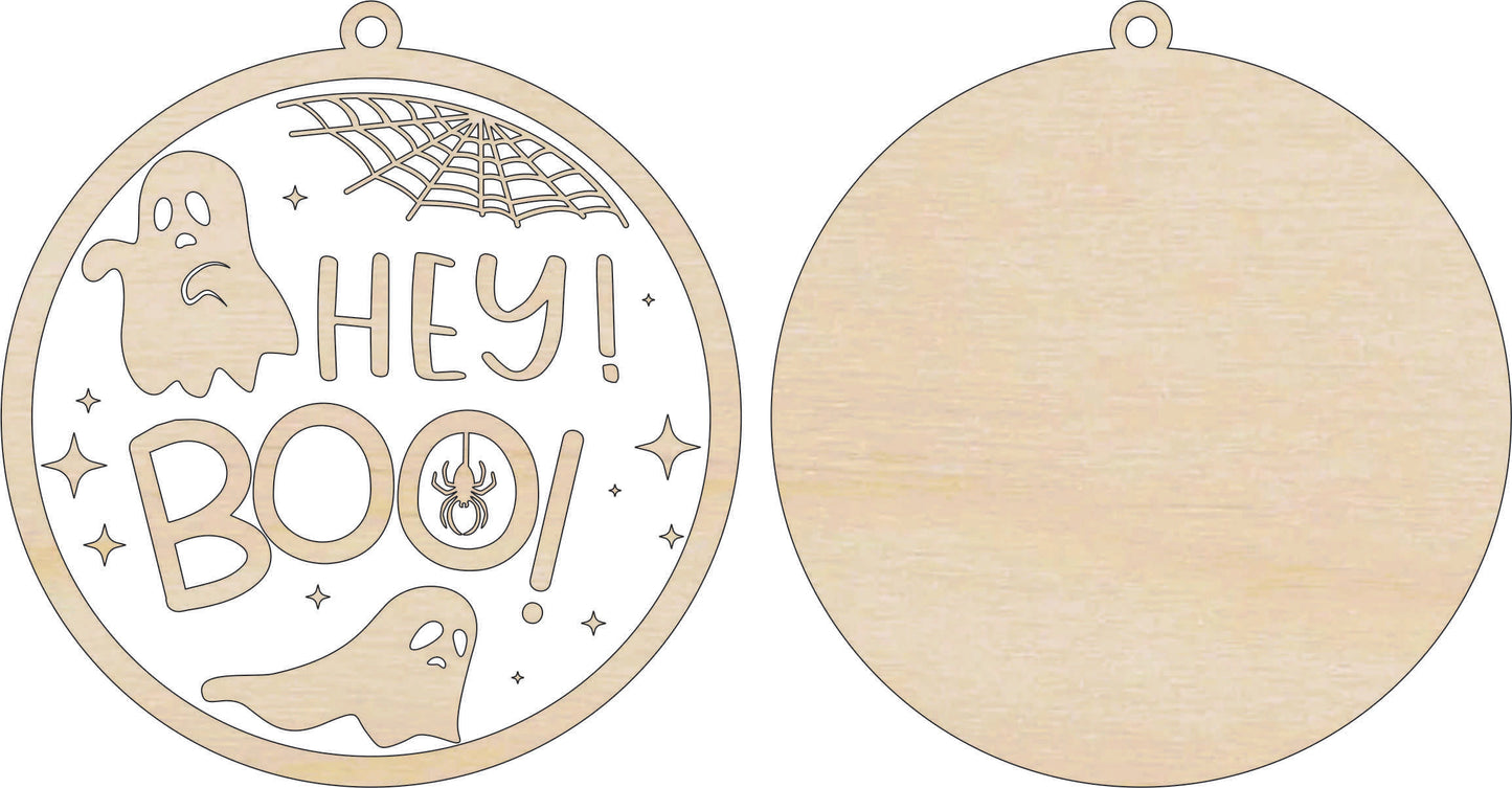 Hey Boo! Ghost Halloween Door Sign Unfinished Wood DIY Kit HA37