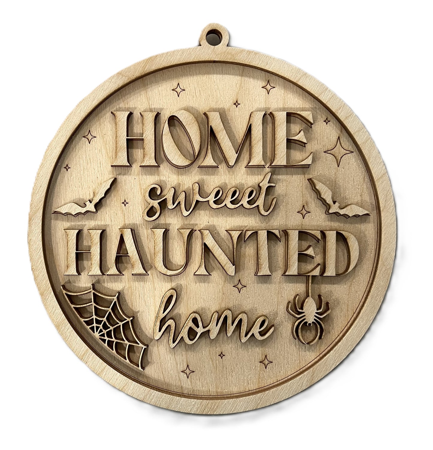 Home Sweet Haunted Home Halloween Door Sign Unfinished Wood DIY Kit HA38