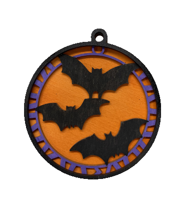 Flying Bats Halloween Ornament Door Sign Unfinished Wood DIY Kit HA3