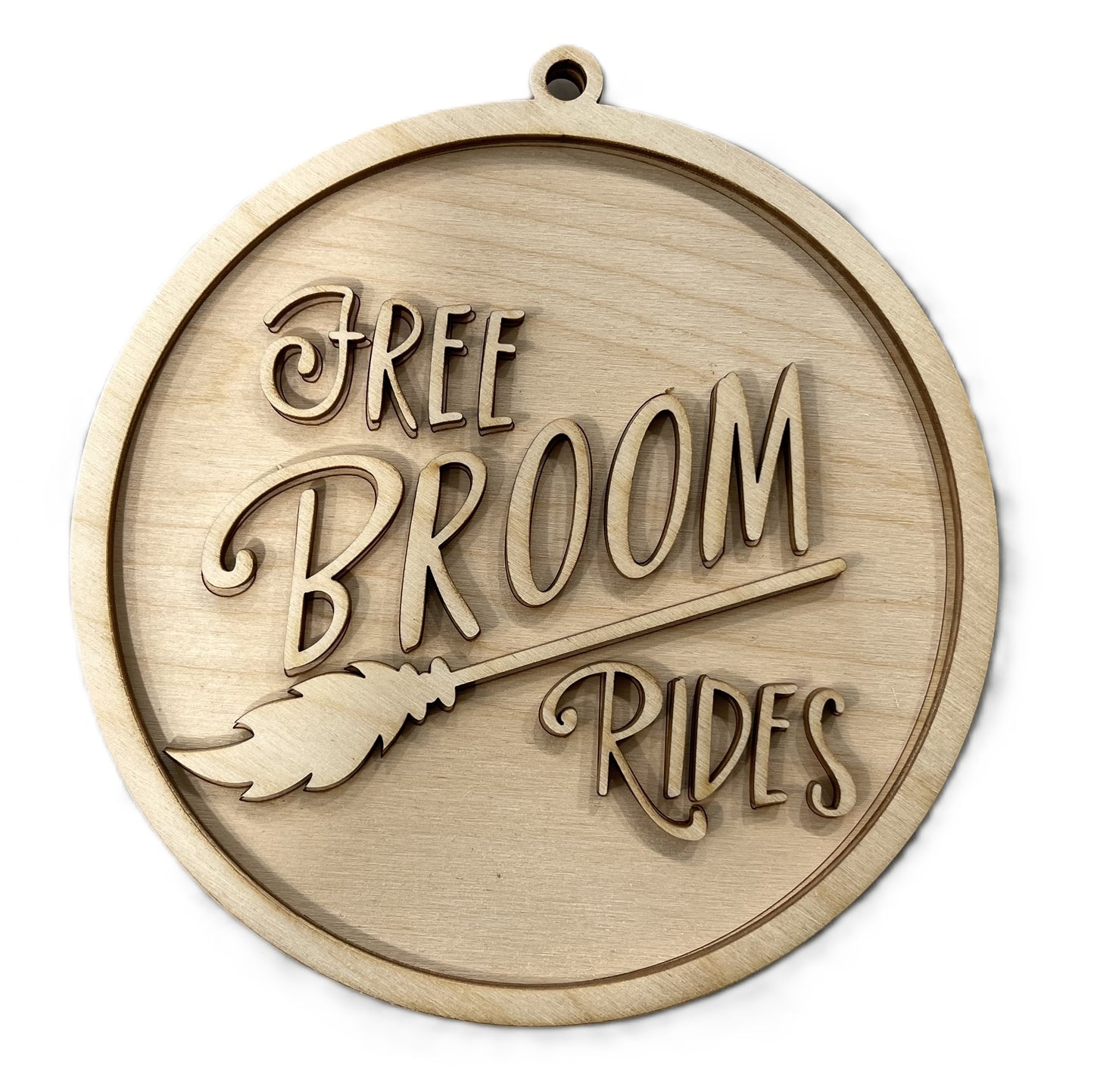 Free Broom Rides Halloween Door Sign Unfinished Wood DIY Kit HA42