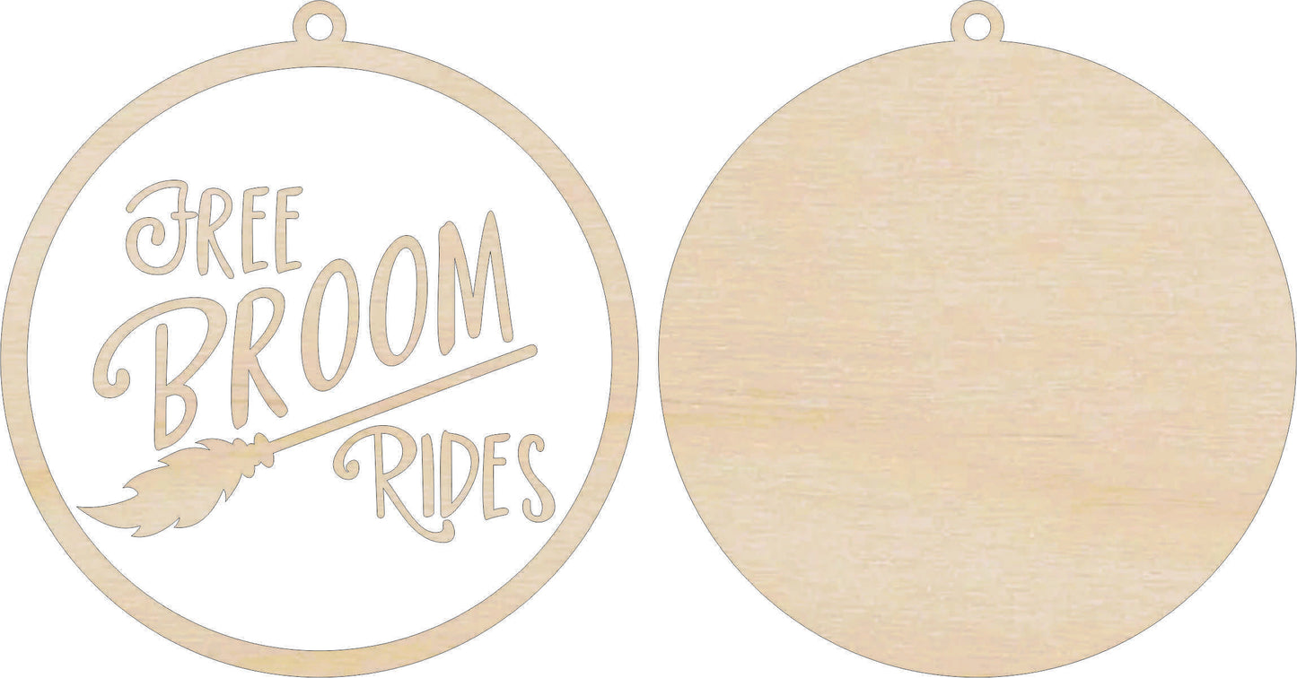 Free Broom Rides Halloween Door Sign Unfinished Wood DIY Kit HA42