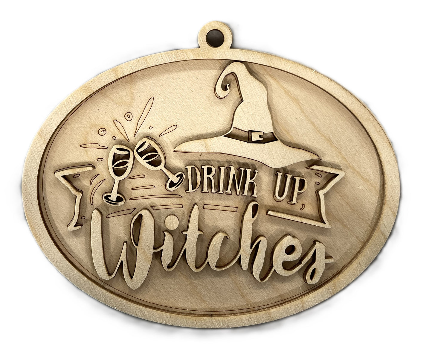 Witches Halloween Door Sign Unfinished Wood DIY Kit HA43