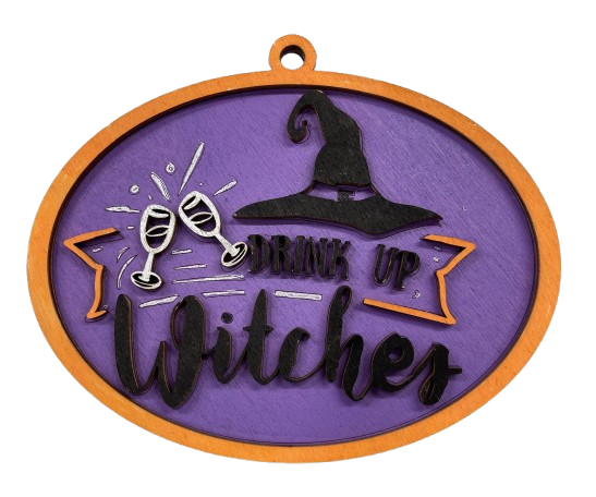 Witches Halloween Door Sign Unfinished Wood DIY Kit HA43