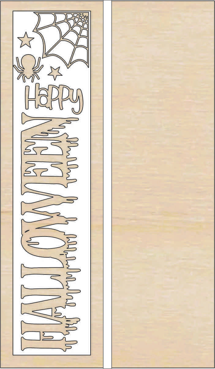 Happy Halloween Spider Web Door Sign Unfinished Wood DIY Kit HA44