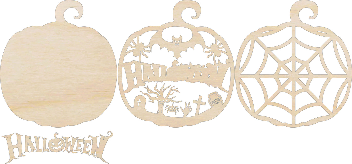 Halloween Pumpkin Door Sign Unfinished Wood DIY Kit HA46