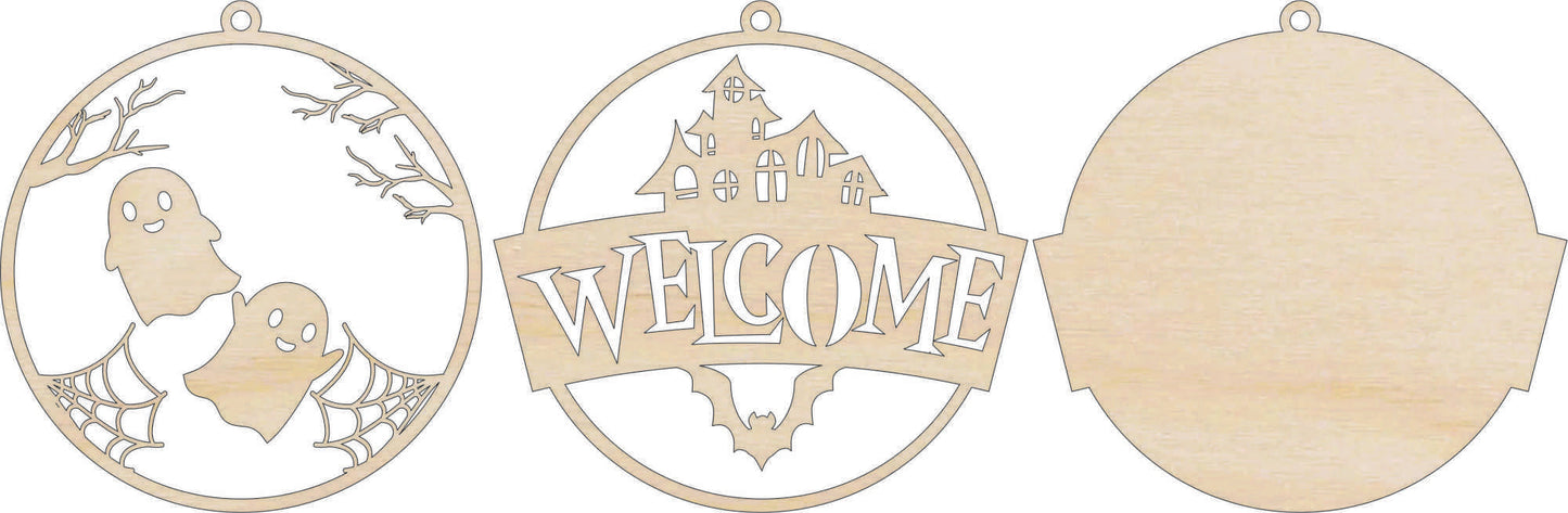 Welcome Halloween Door Sign Unfinished Wood DIY Kit HA49