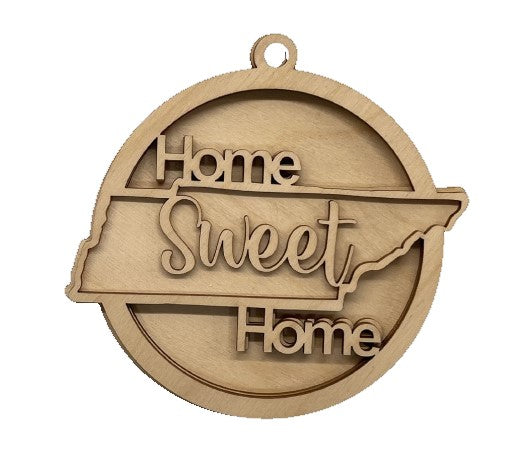 Home Sweet Home Tennessee Ornament Door Sign Unfinished Wood DIY Kit HM3