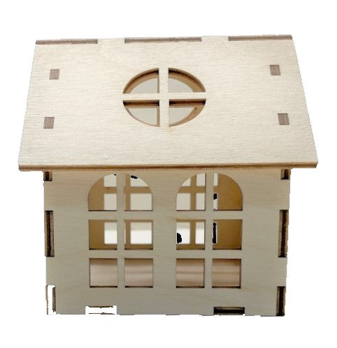 Tealight House Table Centerpiece Decoration Unfinished Wood DIY Kit House C