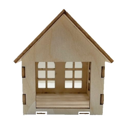 Tealight House Table Centerpiece Decoration Unfinished Wood DIY Kit House C