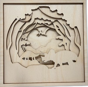 Triceratops Dinosaur Scene Layered Picture Design Unfinished Wood DIY Kit MY100