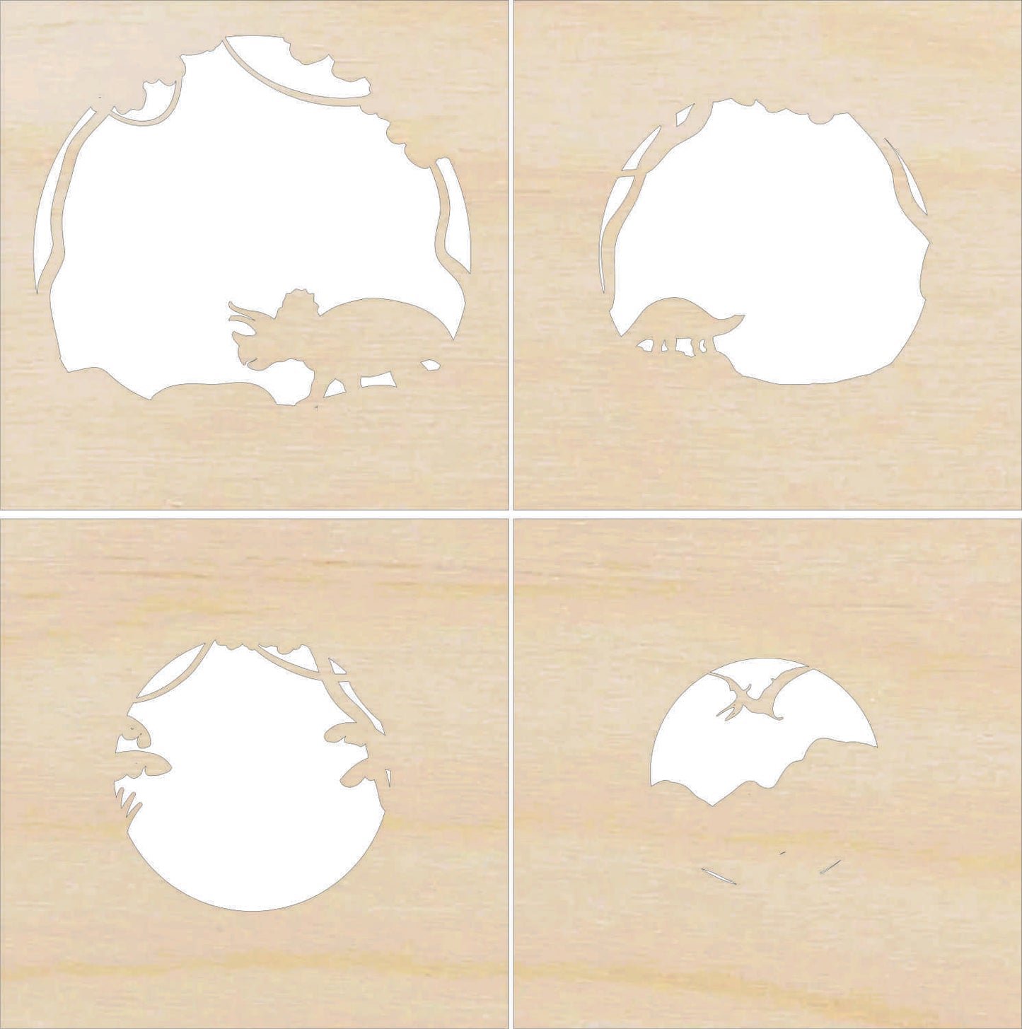 Triceratops Dinosaur Scene Layered Picture Design Unfinished Wood DIY Kit MY100