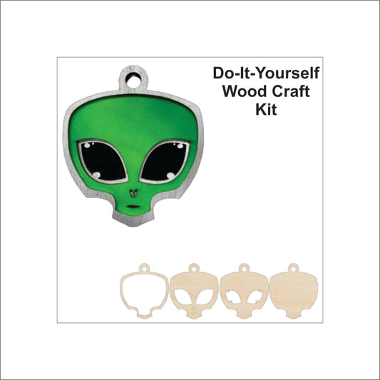 Alien Ornament Door Sign Unfinished Wood DIY Kit MY4