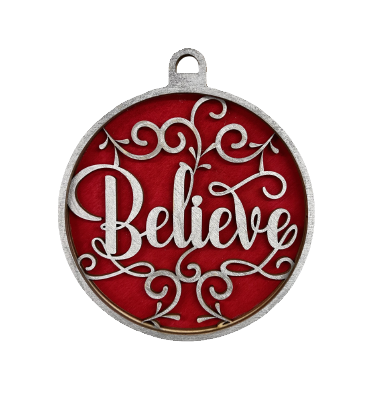 Believe Christmas Ornament Door Sign Unfinished Wood DIY Kit RE17