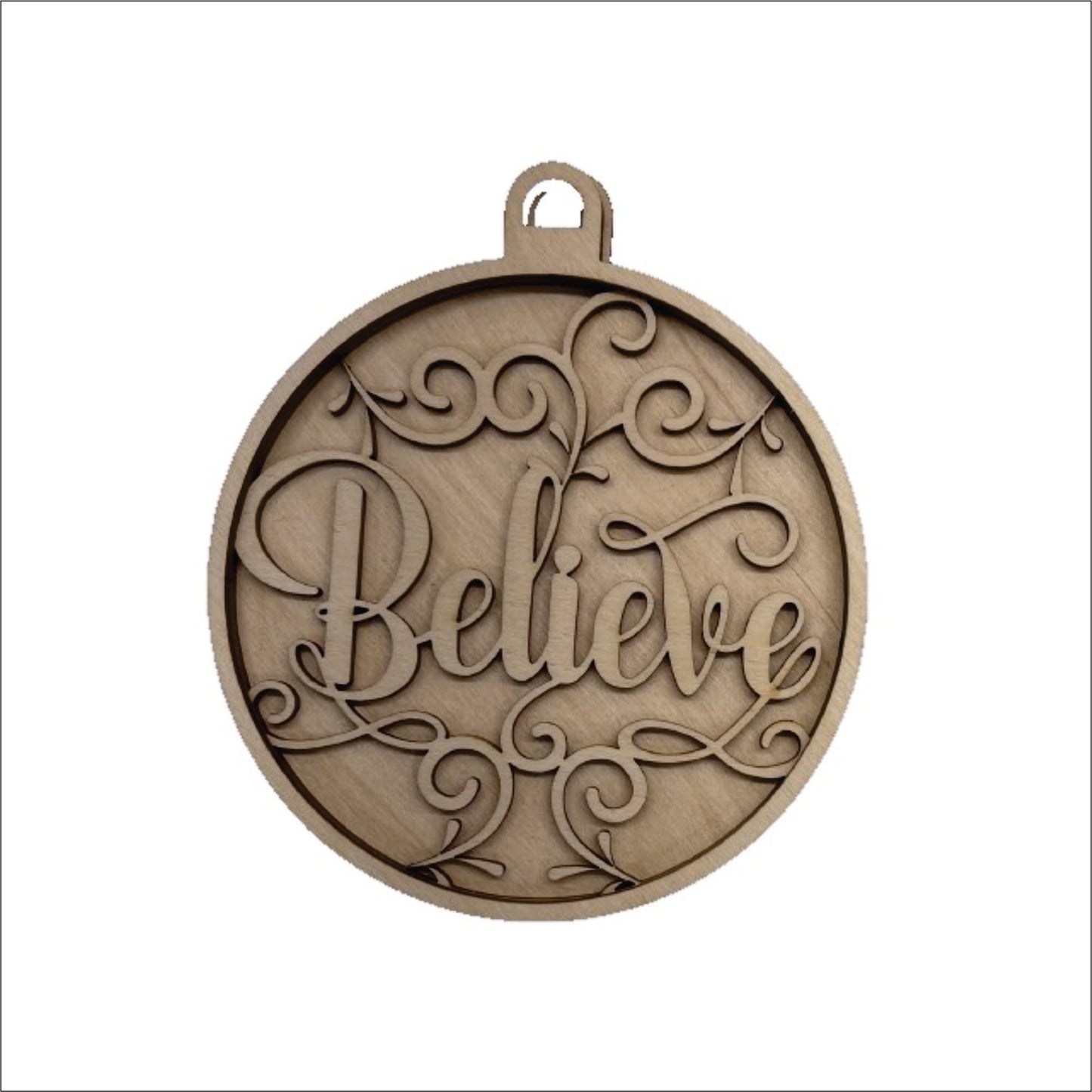 Believe Christmas Ornament Door Sign Unfinished Wood DIY Kit RE17