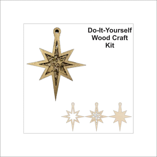 Star of Bethlehem Ornament Door Sign Unfinished Wood DIY Kit RE1